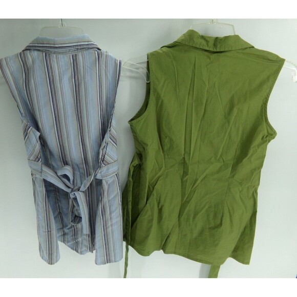 Lot of 2 Motherhood Maternity Collared Sleveless tank top size S green and blue - Picture 5 of 8